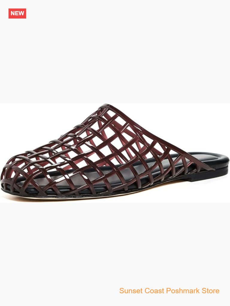 Jelly Mesh Flat Sandals Closed Toe Slide Slippers Mules